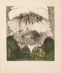 Seghers by Leonard Baskin, circa 1962, Etching in Color on Paper, sold Oct 2026