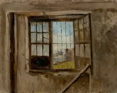 Blick aus dem Fenster by Deutsch, um 1860, Öl auf Papier auf Pappe, sold Jun 2016