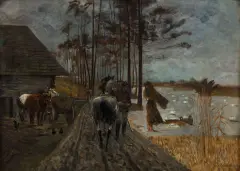 Polonia - Kędy droga, 1900 (Polonia, Polonia - Pożegnanie, Pożegnanie) by Jacek Malczewski, olej, tektura, sold Jun 2026