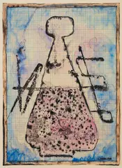 Bez tytułu by Jan Lebensztejn, 1959, akwarela, tusz, papier milimetrowy, sold Jun 2026