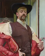Autoportret z kwiatem ostu by Jacek Malczewski, 1911, olej, tektura (nabita na krosno), sold Oct 2026