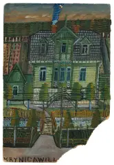 Willa nad potokiem by Nikifor Krynicki, lata 40. XX w., olej, gwasz, akwarela, papier, sold Oct 2026