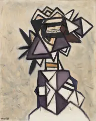 Figura by Pinchas Burstein, 1958, olej, płótno, sold Oct 2026