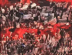 Bez tytułu by Alfred Lenica, ok. 1960, gwasz, papier, sold Oct 2026
