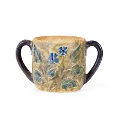 TWO-HANDLED VASE, 1879 by Martin Brothers, 1879, stoneware, sold Oct 2026