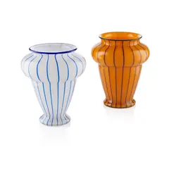 TWO VESSELS, CIRCA 1930 by Michael Powolny, 1930, one cased orange and black glass, sold Oct 2026