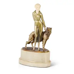 'GOOD COMPANIONS', CIRCA 1920 by Josef Lorenzl, cold-painted bronze, ivory, raised on an onyx plinth, sold Oct 2026