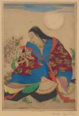 'ORIENTAL STUDY' by Elyse Ashe Lord, hand-coloured etching, framed, 26cm x 17.5cm (frame size 47cm x 33cm), sold Oct 2026