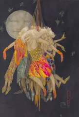 'PUPPETS OF THE MOON' by Elyse Ashe Lord, ink, watercolour and bodycolour, sold Oct 2026