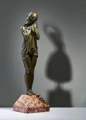 SAD LITTLE ONE, DESIGNED CIRCA 1925 by Demetre Chiparus, patinated bronze, marble base, engraved D.H. CHIPARUS, offered Oct 2026