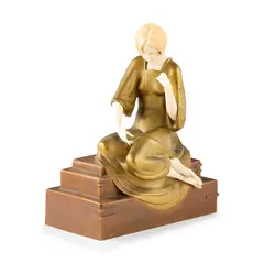 SEATED VIOLIN PLAYER, DESIGNED CIRCA 1925 by Paul Philippe, cold-painted bronze and ivory, onyx base, offered Oct 2026
