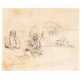 THE BATHERS (B., HOLL. 195; NEW HOLL. 258) by Rembrandt Harmensz van Rijn, etching, 1651, a good impression of New Hollstein's third (final) state, on laid paper, framed, sold Oct 2026