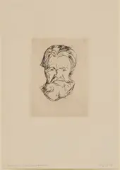 HEAD OF A MAN (WOLL 277) by Edvard Munch, drypoint printed in black, 1906, from the book edition of 2000, on wove paper, framed, offered Oct 2026