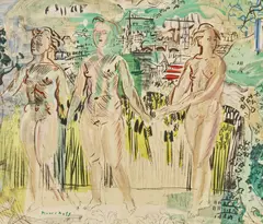 LES GRÂCES ÉPANOUIES by Raoul Dufy, lithograph printed in colours with pochoir, 1954, from Eaux-de-vie: Esprit de la fleur et du fruit , one of only 20 impr, sold Oct 2026