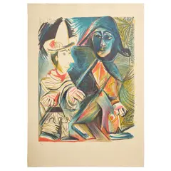 PIERROT ET ARLEQUIN (SEE CZWIKLITZER 437) by Pablo Picasso, offset lithograph printed in colours, 1970, sold Oct 2026