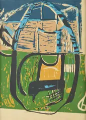 UNTITLED (CANE CHAIR) by Peter Lanyon, screenprint in colours, circa 1954, sold Oct 2026