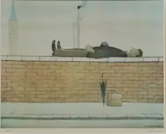 MAN LYING ON A WALL by L. S. Lowry, offset lithograph printed in colours, 1957, sold Oct 2026