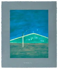 SHEEP IN THE MOONLIGHT by Craigie Aitchison, screenprint in colours, 1999, sold Oct 2026