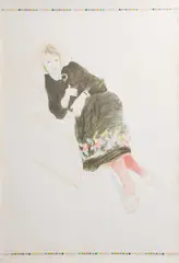 CELIA IN A BLACK DRESS AND RED STOCKINGS by David Hockney, offset lithograph, 1973, a rare proof avant la lettre, before the edition of unknown size printed for the exhibition Dav, sold Oct 2026