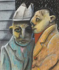 TWO GENTLEMAN by Stephen Mangan, pastel, offered Oct 2026