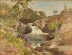 FALLS OF SHIN, SUTHERLAND by William Walls, oil on canvas-board, sold Oct 2026