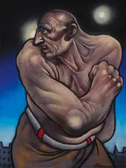 THE CONTENDER (UPSTART) by Peter Howson, pastel, sold Aug 2026