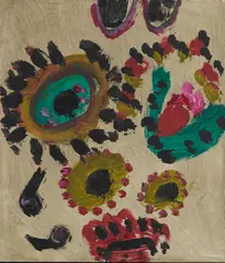 A LATE FLOWERING, OPUS O.1831 by Alan Davie, 2006, oil on board, sold Aug 2026