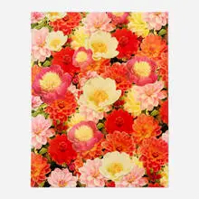 Untitled (Dahlias) by Peter Dayton, 2005, Xerox collage on canvas with resin, sold Oct 2026