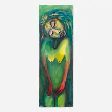 Meditación by Nicolas Alayo, 2012, acrylic on unstretched canvas, sold Oct 2026