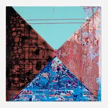 Untitled by Lydia Dona, 1995, oil, acrylic, and mixed media on canvas, sold Oct 2026