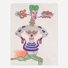 Untitled by Karl Wirsum, crayon on paper, sold Oct 2026