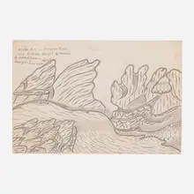 Master Fall in Amazon River near Fonte Boa, Brazil, So. America by Joseph Yoakum, 1965, pencil on paper, sold Oct 2026