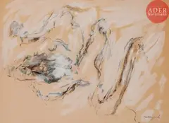 Achrome Temps A by Claude Bellegarde, vers 1953, Gouache sur papier, sold Oct 2017