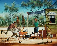 Go Faster Dad by Max Mannix, Oil on Canvas on Board, sold Oct 2026