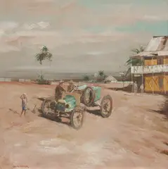 Royal Mail Car Outside Normanton Pub by Colin Parker, Oil on Board, sold Oct 2026