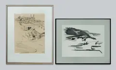 (2) by Ken Searle, 'Rozelle,' 1988, pencil (45.5x34cm), Holdsworth Galleries, Sydney, exhibition sheet attached verso; and 'Lithgow,' 1991,, sold Oct 2026