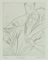 The Couple by Judy Cassab, 1996, Etching 36/75, sold Oct 2026