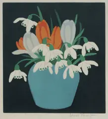 Crocus and Snowdrops by Hall Thorpe, Colour Woodcut, sold Oct 2026