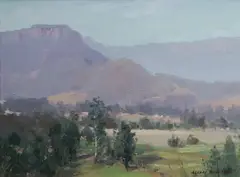 Landscape with View to Mountains by Allan Waite, Oil on Linen, sold Oct 2026