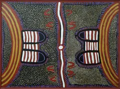 Untitled by Ada Bird Petyarre, 1999, Accompanied by photograph of the artist with the finished painting, and information on the artist and the work, sold Oct 2026