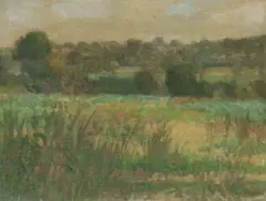 View Across the Stort by Robert Buhler, Oil on Canvas Board, sold Oct 2026