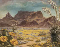 Spring Rain Over Kofa Mountains - North of Yuma, Arizona by Lucille Martin, Oil on Canvas Board, sold Oct 2026