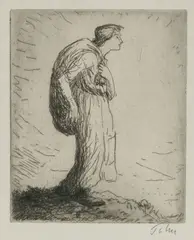 The Girl with a Sack by Augustus John, 1906, Etching, sold Oct 2026