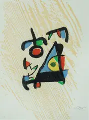 Graveur III by Joan Miró, 1984, Stamp signature recto; authenticated & signed in pencil by Emilio F. Miro verso, sold Oct 2026