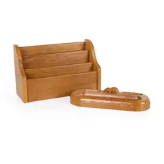 STATIONERY RACK AND DESK TIDY, CIRCA 1950 by Robert 'Mouseman' Thompson, each with carved mouse signature (2), sold Oct 2026