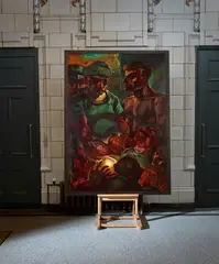 BEDTIME STORIES - OCTOBER 1986 by Peter Howson, oil on canvas, sold Aug 2026