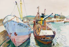 THE HARBOUR by Fred Yates, oil on board, offered Aug 2026