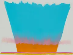 UNTITLED (BLUE, PINK, ORANGE) by Trevor Bell, Mixed media on paper, sold Aug 2026