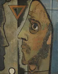 PORTRAIT WITH PROFILE by William Crosbie, Oil on canvas, sold Aug 2026