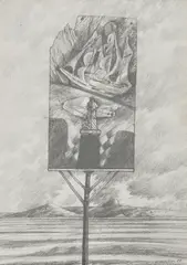 SEA MARKER / ACHNAHAIRD by Will Maclean, 1987, pencil on paper, sold Aug 2026